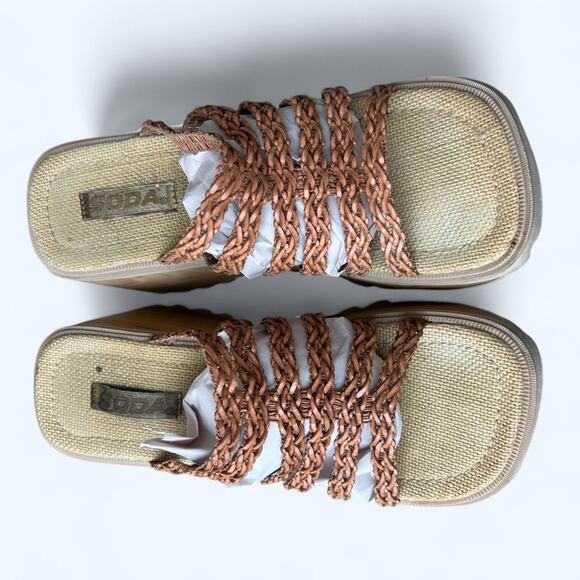 Vintage 90s Y2K SODA Braided Chunky Platform Wedge Sandals Womens Size 9 10 Boho - Picture 8 of 14